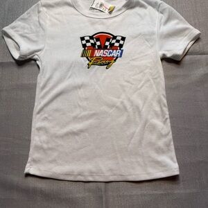 Nascar womens/junior Tee with Racing Logo - White size medium NWT